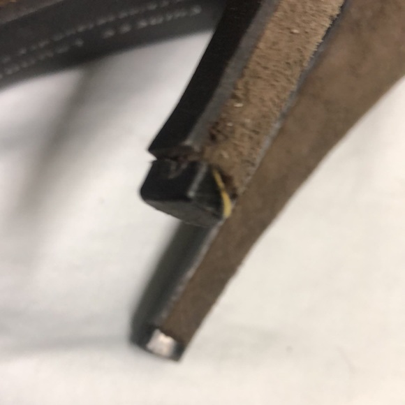 Brown suede zip up heeled open toed boots size 8.5 - Picture 11 of 12